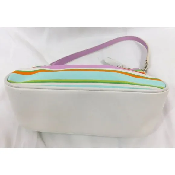 Vintage Coach Y2k Hampton Stripe Multi-Color Mini Baguette Shoulder Bag - Picture 6 of 11